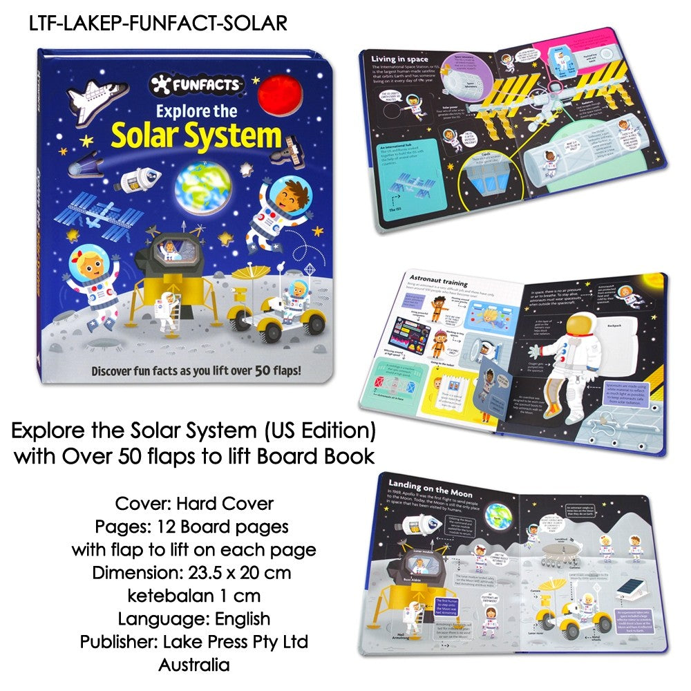 FunFacts Discover the Human Body, Solar System, Dinosaurs, Explore Construction, Baby Animals Board Book with over 50 Flaps to Lift