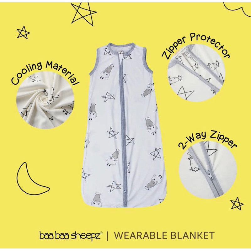 Baabaasheepz Wearable Blanket Zip Sweet Dreams Baa Baa / Bedong Instan | selimut baju bayi newborn bahan bamboo lembut anti bakteri untuk kulit sensitif