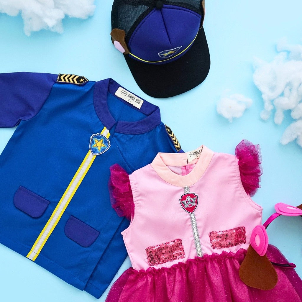 Little Ginger PAW PATROL COSTUME / CHASE SHIRT AND SKYE DRESS / KOSTUM PAW PATROL
