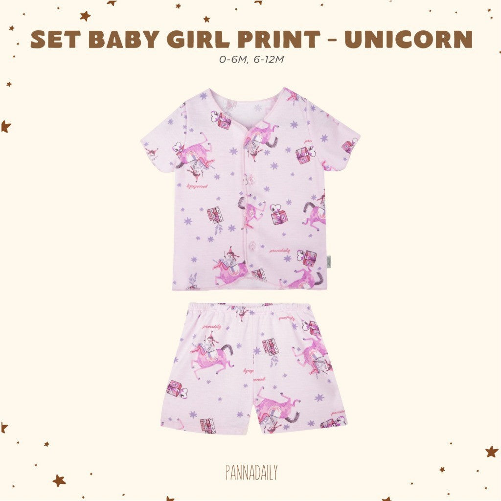 BOHOPANNA - PANNADAILY - SET BABY GIRL PRINT - Setelan Baju Bayi Perempuan