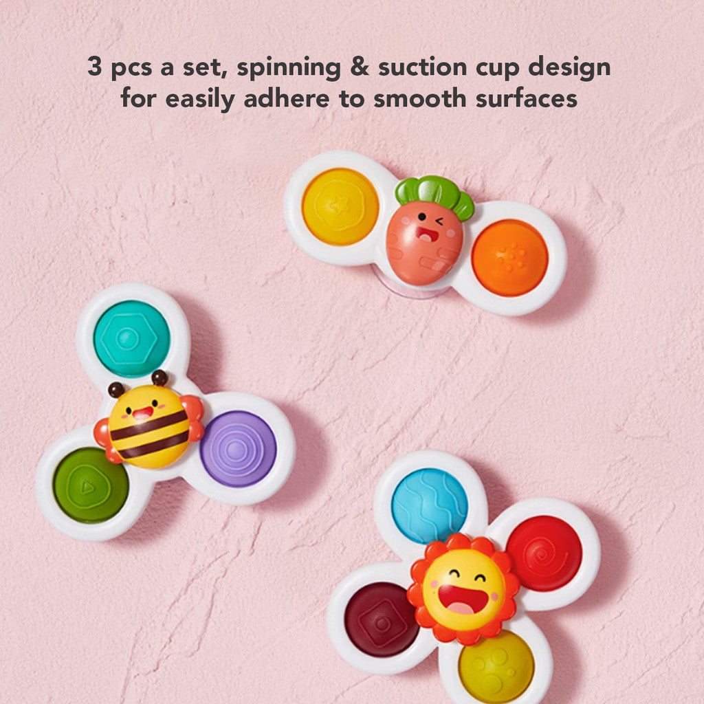 Sakumini 3in1 Fidget Spinner Suction Mainan Anak Edukasi Pop it Sensorik Motorik Bayi