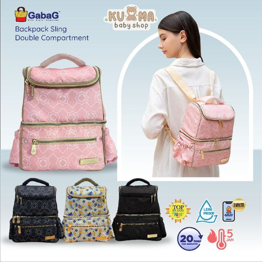 Gabag Cooler Bag GEMINI 2 Sekat | Muat Pompa ASI Besar, Double Cooler Tahan Dingin 24 Jam, Anti Bocor GARANSI