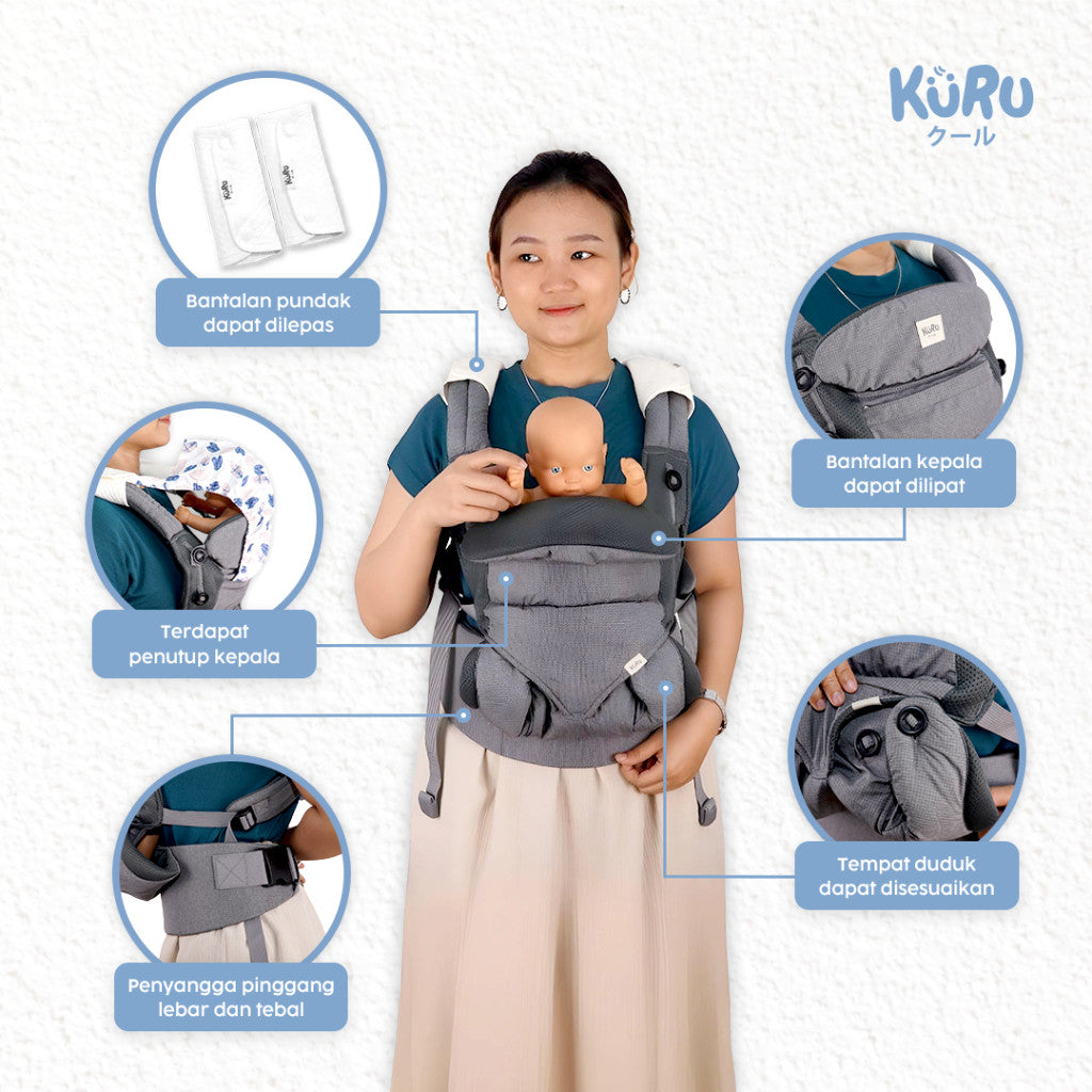 Kuru Nest M-Shaped New Born Baby Carrier | Gendongan Bayi Ergonomis