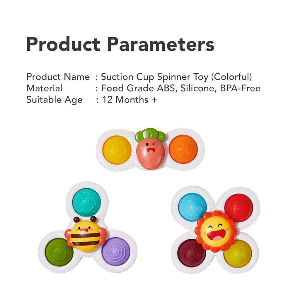 Sakumini 3in1 Fidget Spinner Suction Mainan Anak Edukasi Pop it Sensorik Motorik Bayi