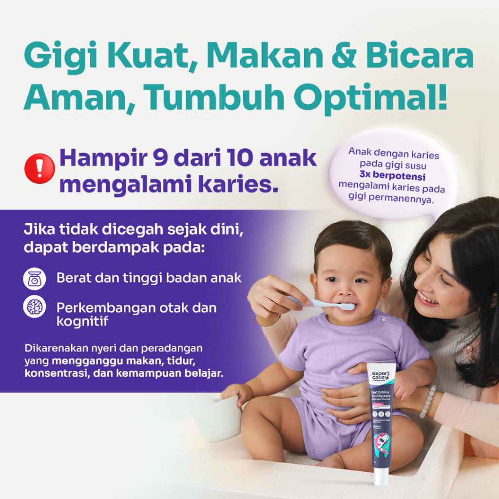 Pasta Gigi Bayi dan Anak - Expert Care Nutrishine Toothpaste 36gr dengan Fluoride 1.000ppm dan Kalsium Fosfat - Efektif Cegah Gigi Berlubang