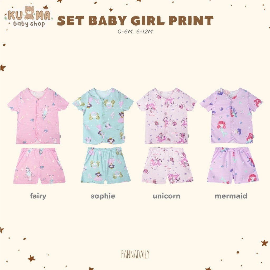 BOHOPANNA - PANNADAILY - SET BABY GIRL PRINT - Setelan Baju Bayi Perempuan