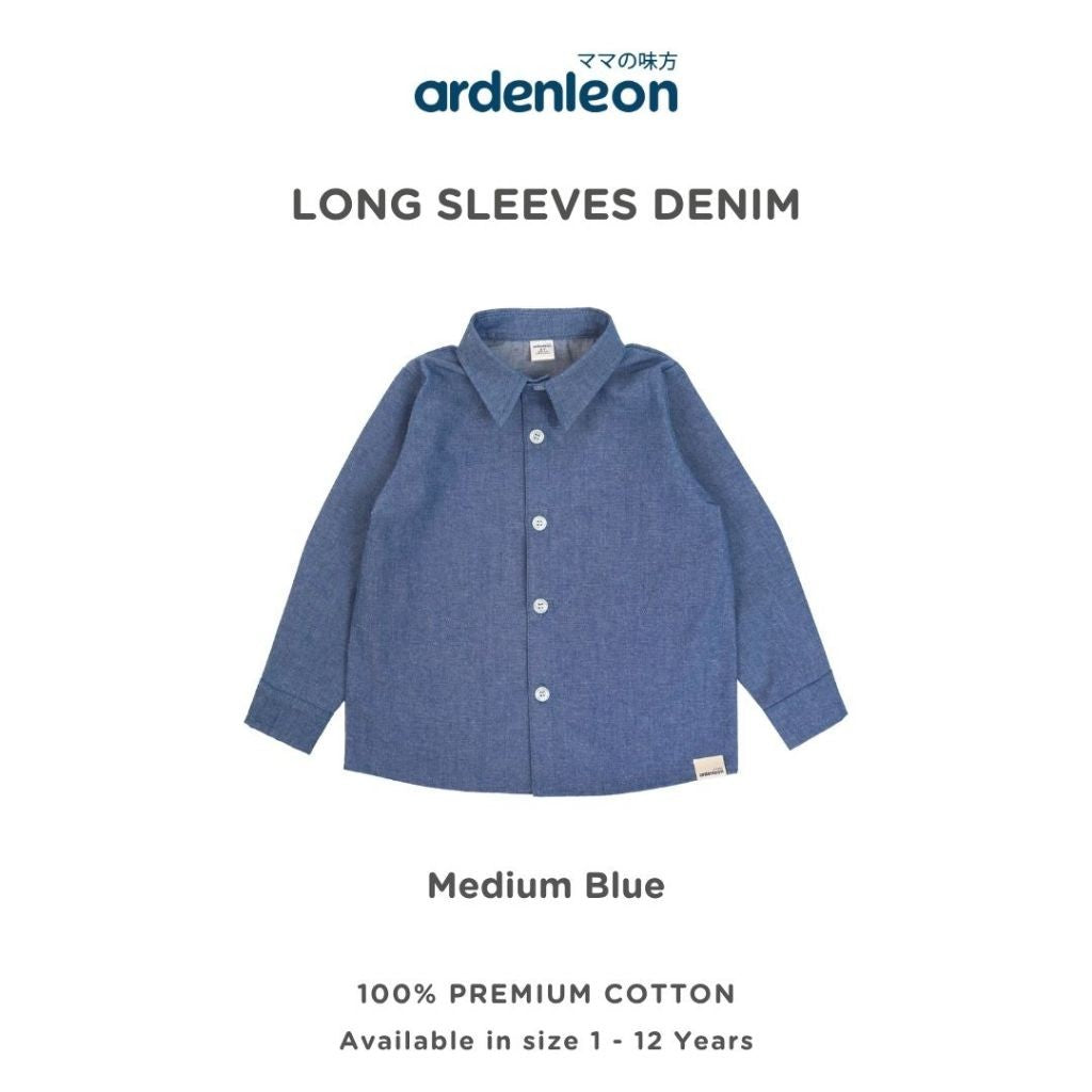 ARDENLEON Atasan Kemeja Anak Panjang Denim Long Sleeves Shirt