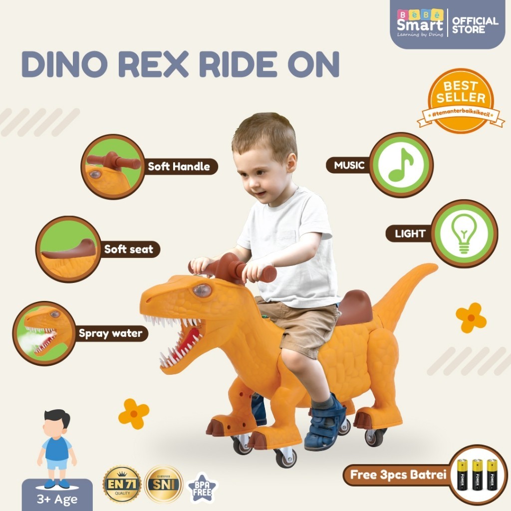 Mobil Dino Bisa Dinaiki | BEBE SMART Dino Rex Ride On | Mainan Anak Bisa Dinaki | Mainan Dino Ride