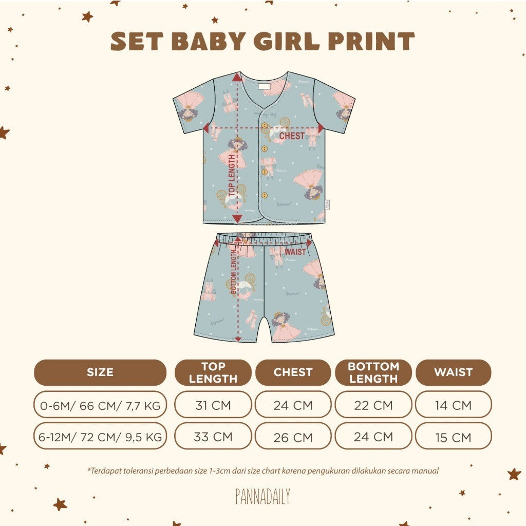 BOHOPANNA - PANNADAILY - SET BABY GIRL PRINT - Setelan Baju Bayi Perempuan