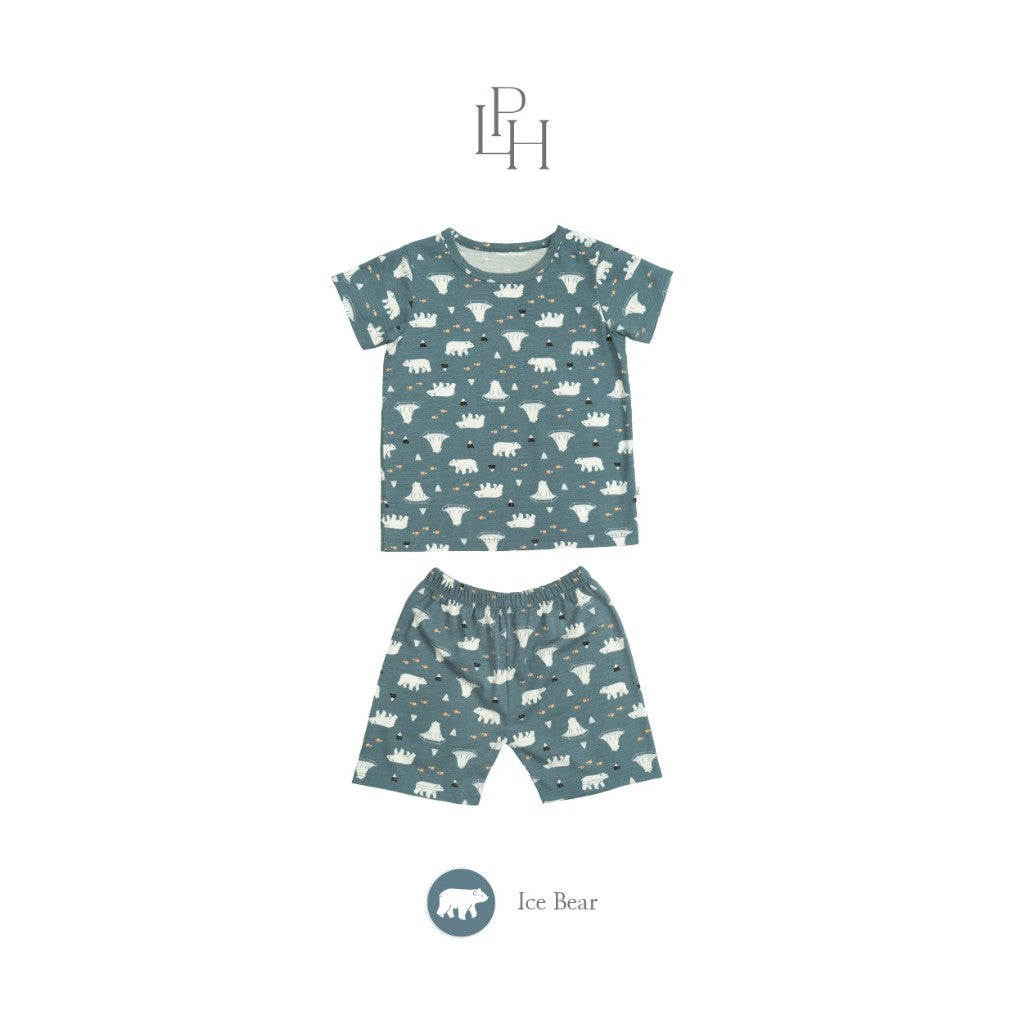 Little Palmerhaus - Little Wear Shoulder Button Short Set (Setelan Anak Lengan Pendek) 34.0
