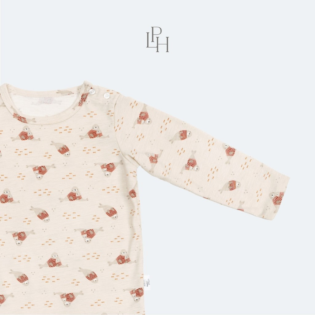 Little Palmerhaus - Little Wear Shoulder Button Long Set (Setelan Anak Lengan Panjang) 34.0