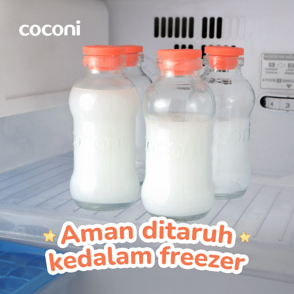 COCONI Breastmilk Storage Glass Bottle 4 Pcs | Botol Kaca ASI 100ml 4 Pcs - Botol Tempat ASIP | Botol Penyimpanan ASI Kaca