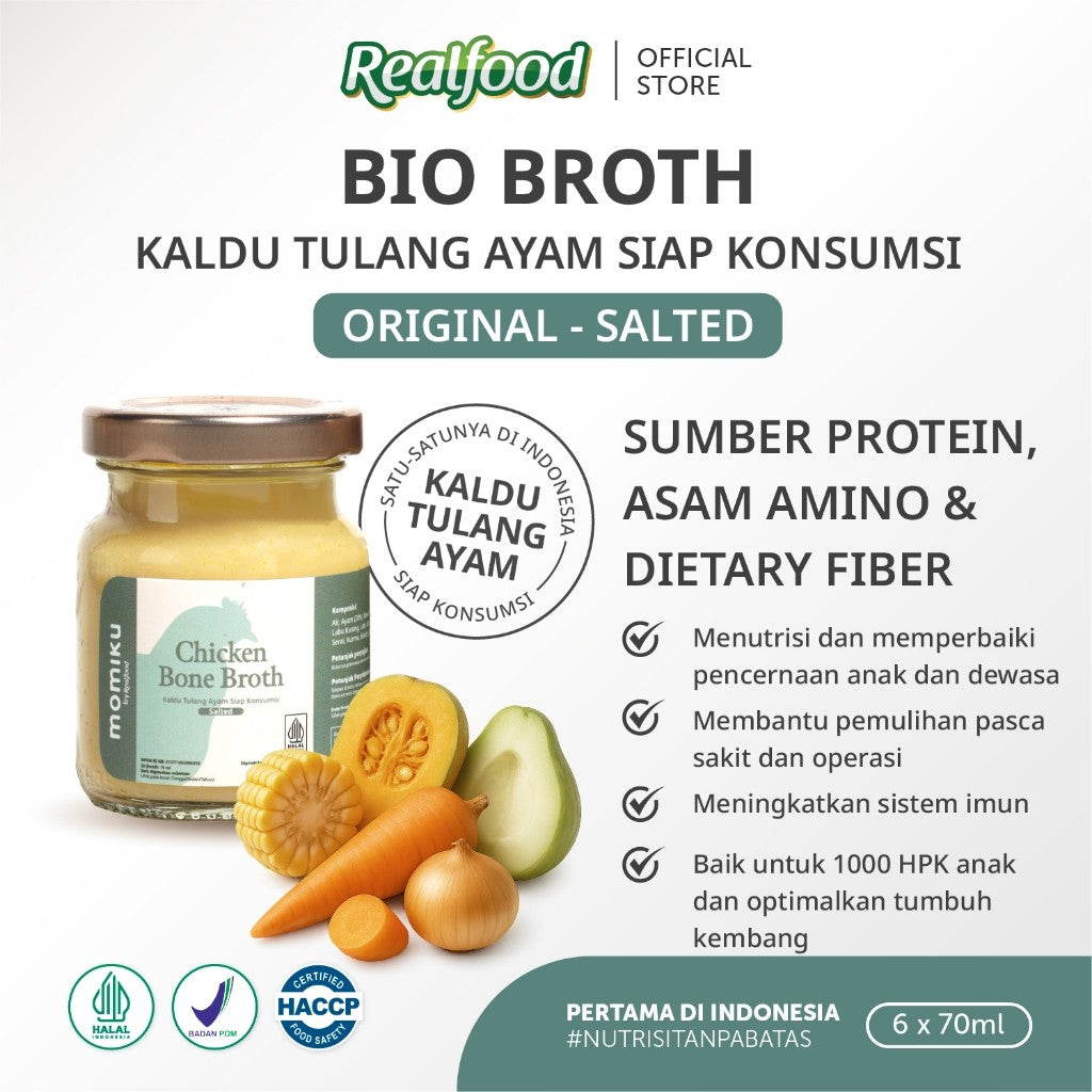 Realfood Momiku Bio Broth I Chicken Bone Broth Salted I Kaldu Tulang Ayam Terhidrolisis