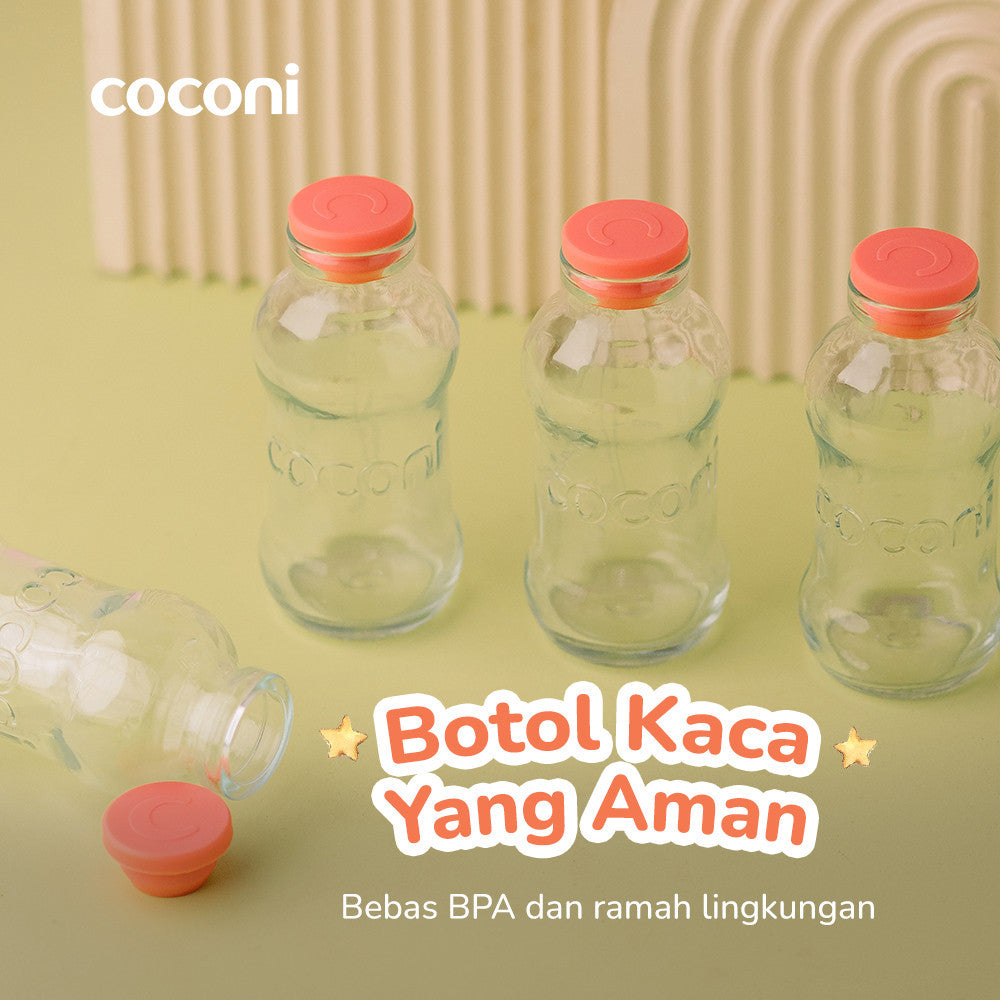 COCONI Breastmilk Storage Glass Bottle 4 Pcs | Botol Kaca ASI 100ml 4 Pcs - Botol Tempat ASIP | Botol Penyimpanan ASI Kaca