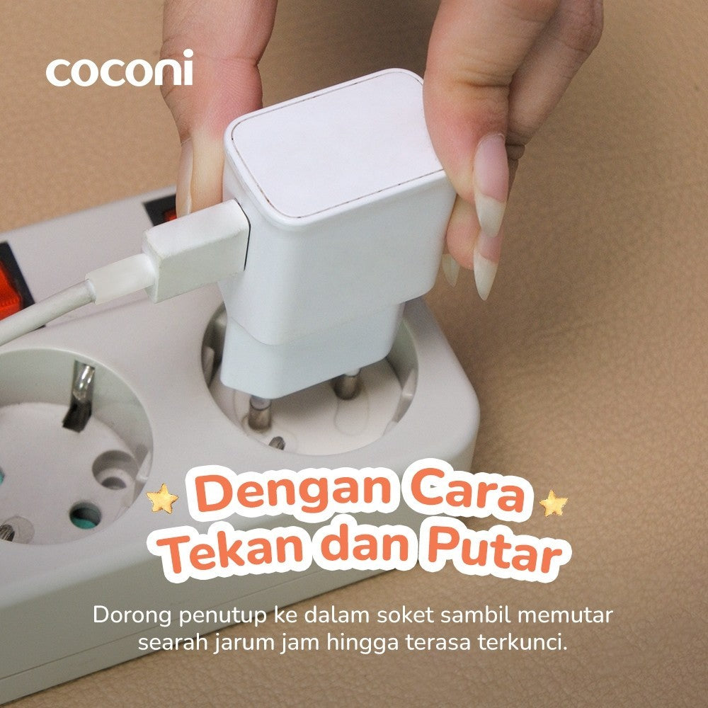 Coconi Baby Socket Covers 10 Pcs – Pelindung Stop kontak Bayi dengan Perekat isi 10 Pcs
