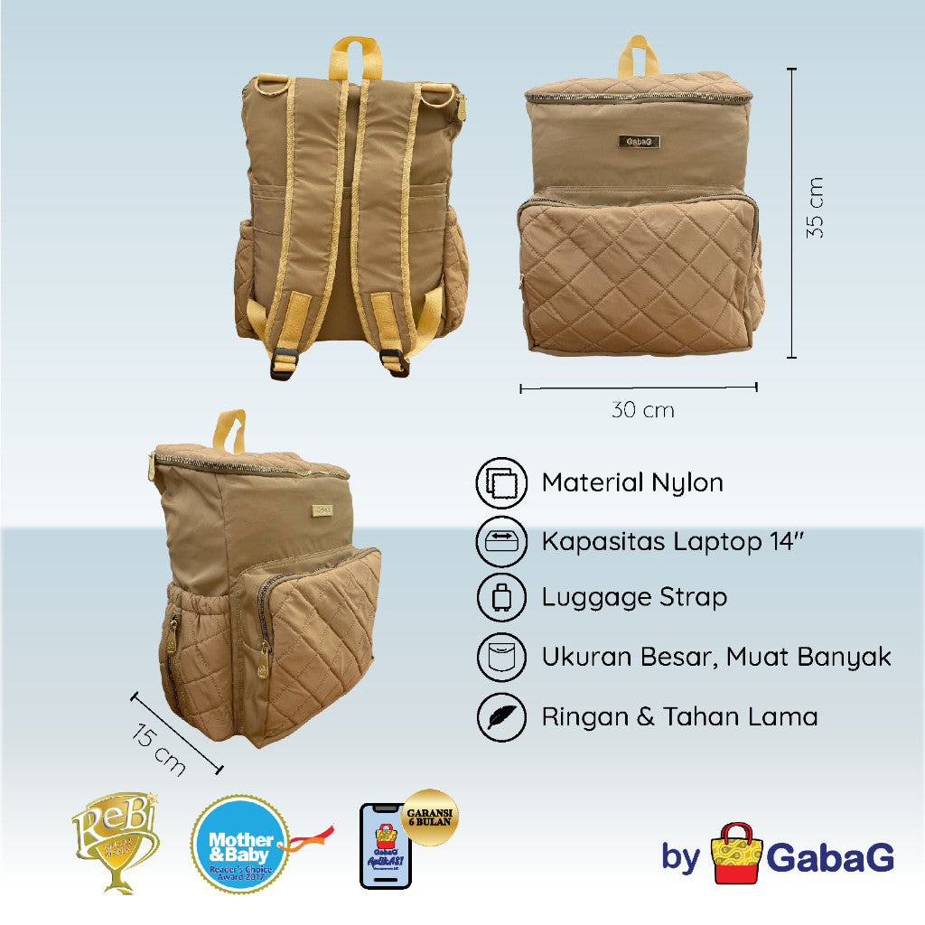 Gabag Diaper Bag VENTI Ransel Multifungsi – Ringan - Laptop - tahan Air