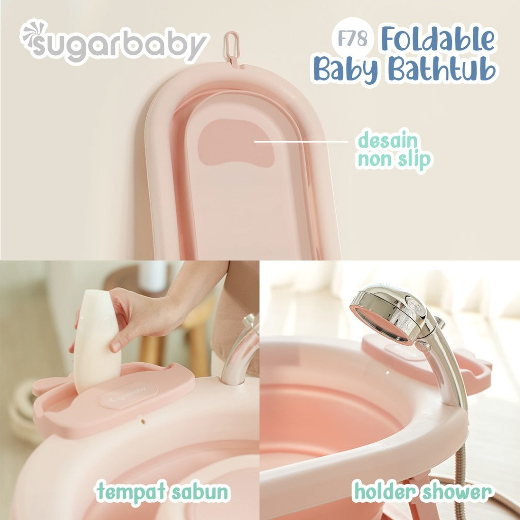 Sugar baby Foldable & standing Baby Bathtub with Digital Thermometer F78 / Sugar Baby Bathtub/Bak Mandi lipat Anak/Bak Mandi Bayi/Perlengkapan Mandi Anak