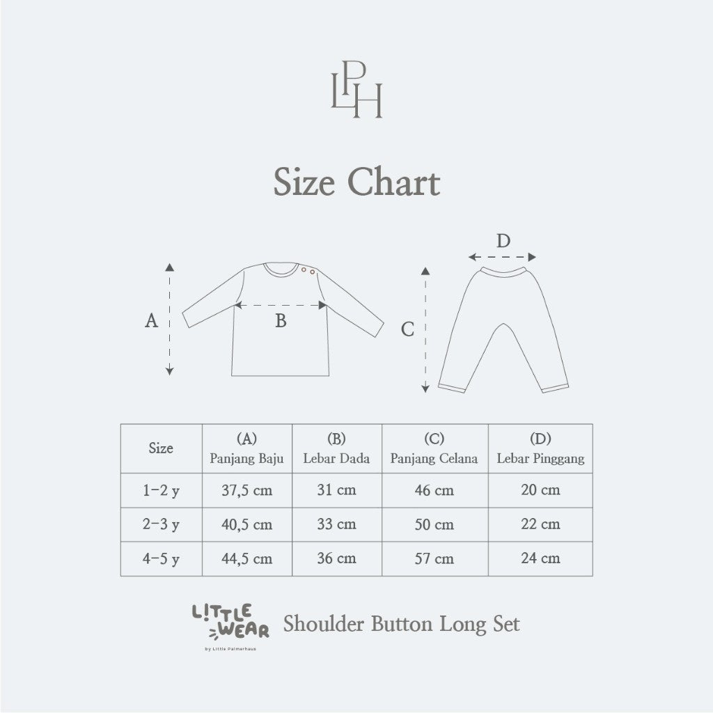 Little Palmerhaus - Little Wear Shoulder Button Long Set (Setelan Anak Lengan Panjang) 34.0