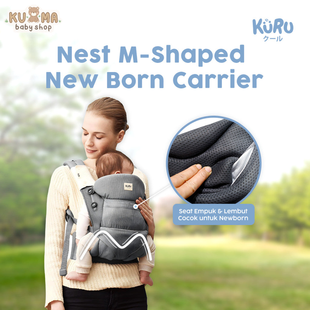 Kuru Nest M-Shaped New Born Baby Carrier | Gendongan Bayi Ergonomis