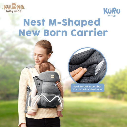 Kuru Nest M-Shaped New Born Baby Carrier | Gendongan Bayi Ergonomis
