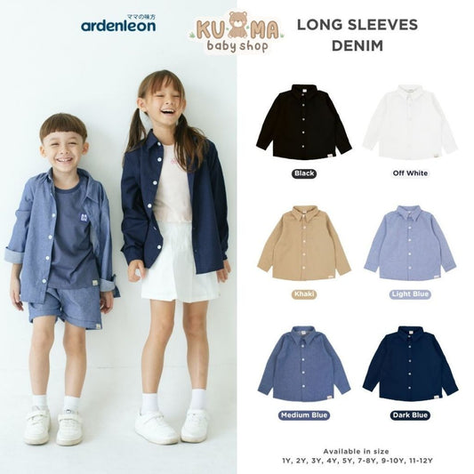 ARDENLEON Atasan Kemeja Anak Panjang Denim Long Sleeves Shirt