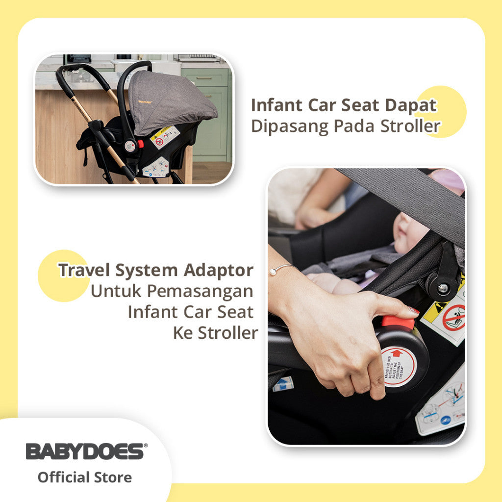 BABYDOES 2223 PRONTO RTS COMPACT REVERSIBLE SEAT & COT WITH TRAVEL SYSTEM