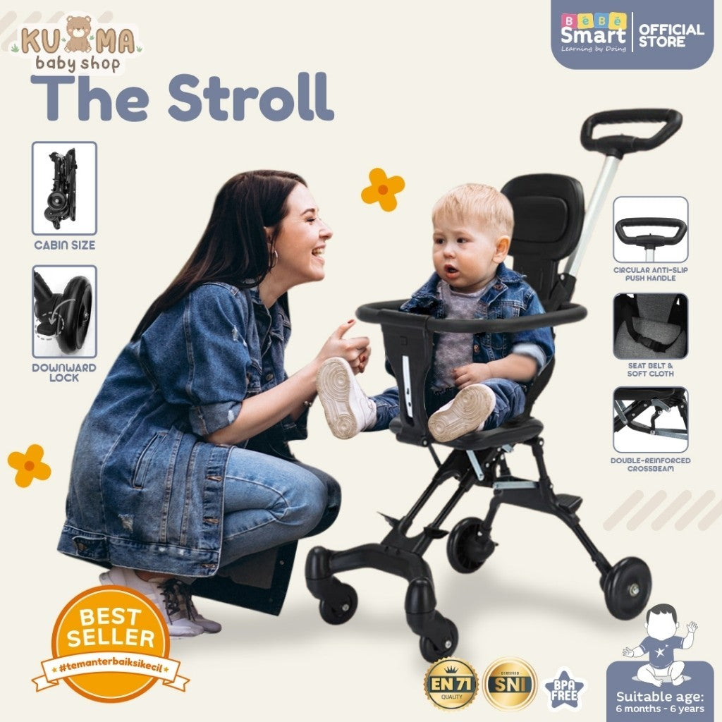 Stroller Dorongan Bayi Lipat | BEBE SMART The Stroll Travelling |  Stroller Baby 2 Way Foldable