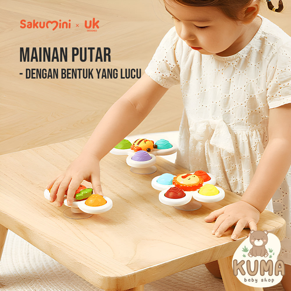 Sakumini 3in1 Fidget Spinner Suction Mainan Anak Edukasi Pop it Sensorik Motorik Bayi