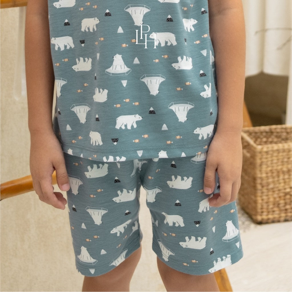 Little Palmerhaus - Little Wear Shoulder Button Short Set (Setelan Anak Lengan Pendek) 34.0