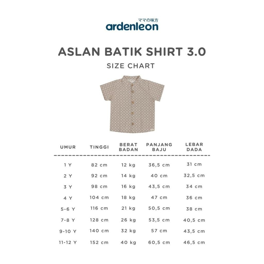 ARDENLEON Atasan Kemeja Anak Laki Laki Aslan Batik Shirt 3.0