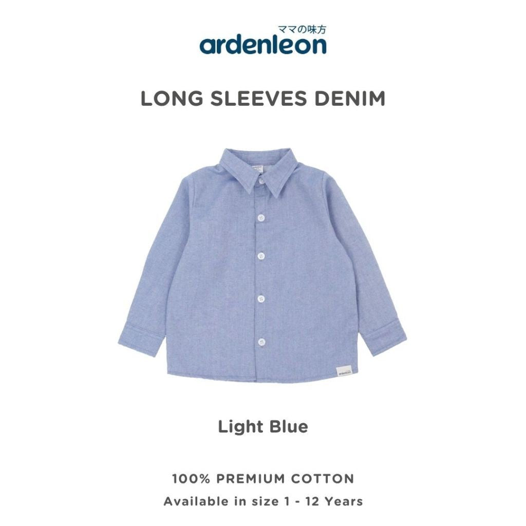 ARDENLEON Atasan Kemeja Anak Panjang Denim Long Sleeves Shirt