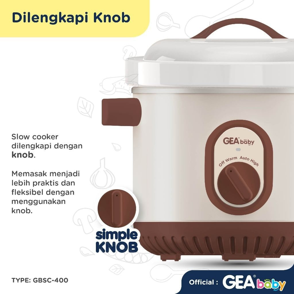 GEA Baby Smart Auto Slow Cooker GBSC-400 1 Liter Cooker Panci Alat Masak Makanan Bayi