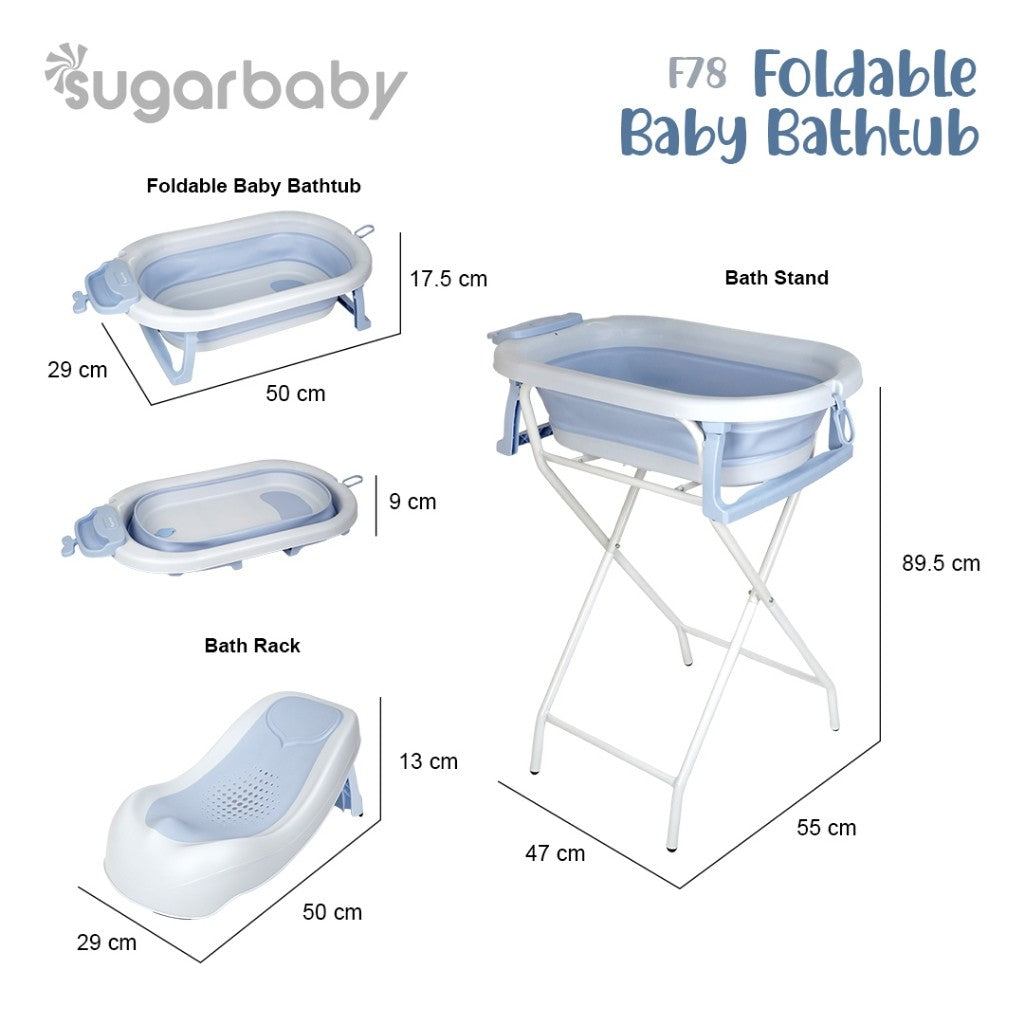 Sugar baby Foldable & standing Baby Bathtub with Digital Thermometer F78 / Sugar Baby Bathtub/Bak Mandi lipat Anak/Bak Mandi Bayi/Perlengkapan Mandi Anak