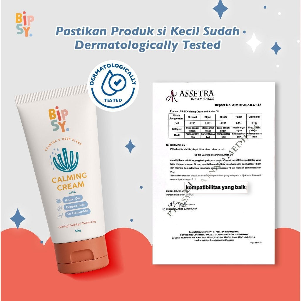 BIPSY Calming Cream 50gr – Anise Oil, 5x Ceramide, Pentavitin - Kolik Reda, Tidur Nyenyak