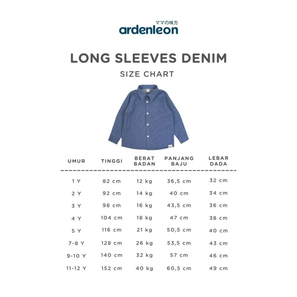 ARDENLEON Atasan Kemeja Anak Panjang Denim Long Sleeves Shirt