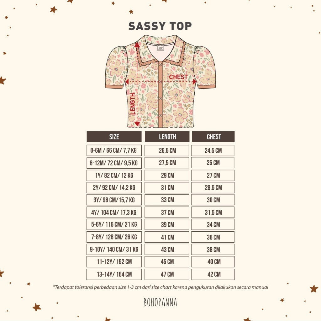 BOHOPANNA - SASSY TOP 6.0 - ATASAN ANAK PEREMPUAN