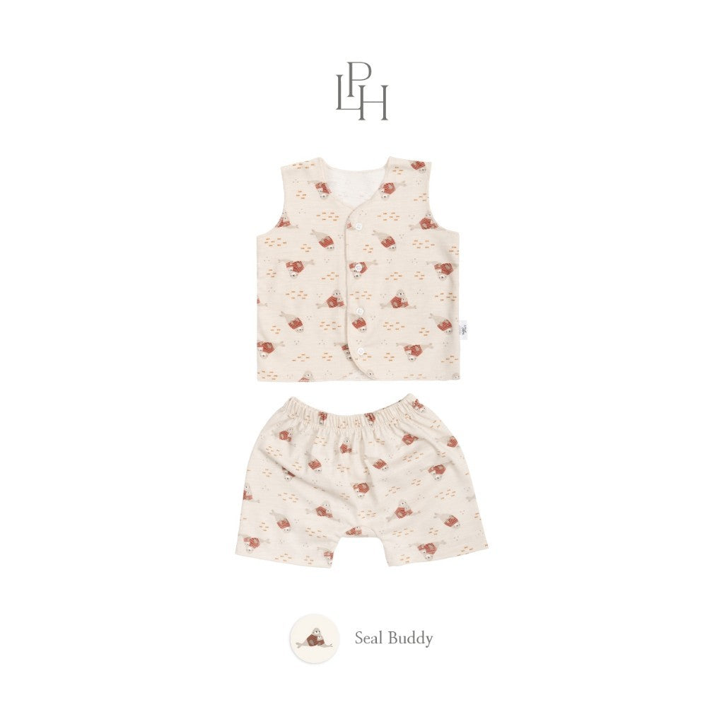 Little Palmerhaus - Little Wear Button Sleeveless Set (Setelan Bayi Lengan Buntung) 34.0