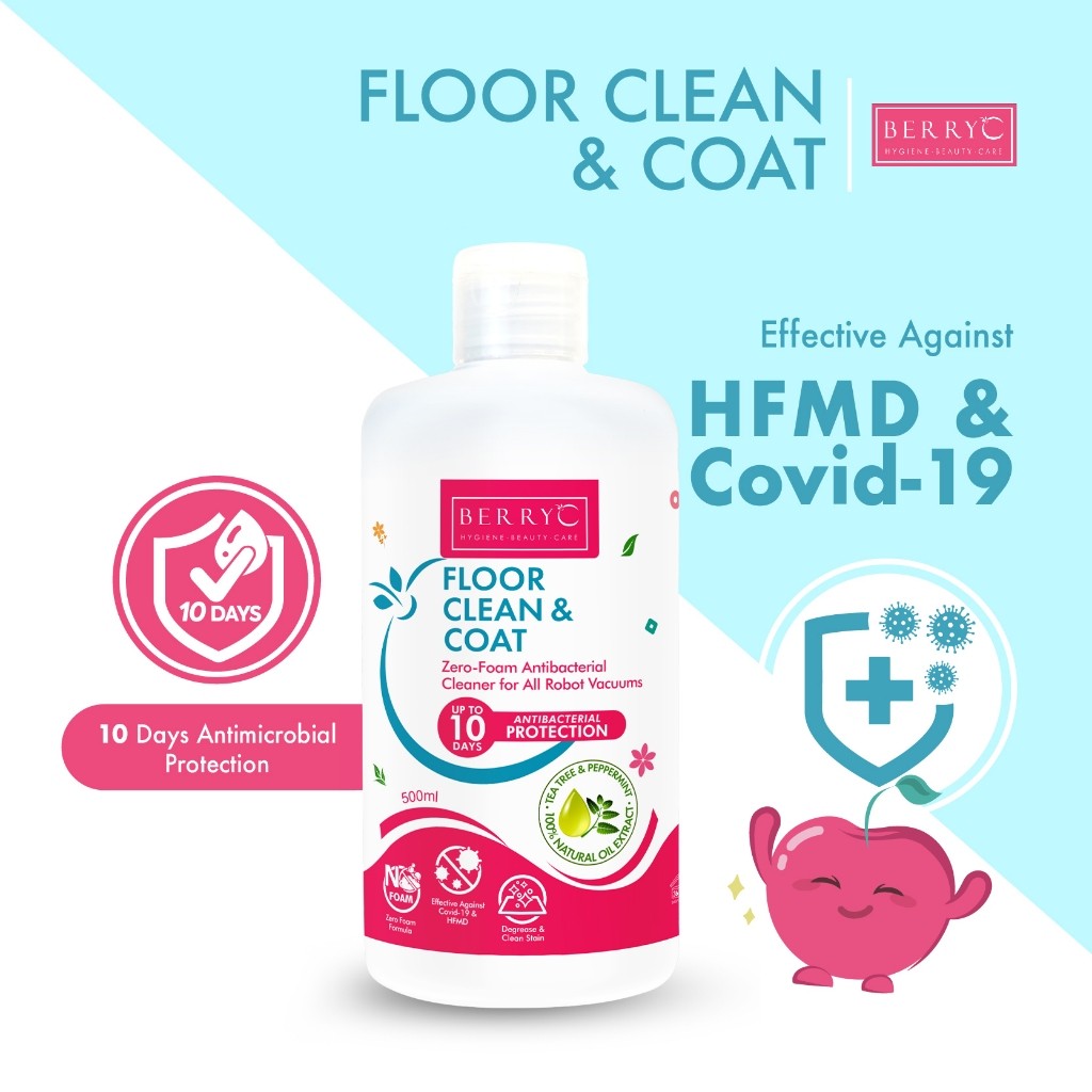 BerryC Floor Cleaner & Coat 500ML Cairan Pembersih Lantai Anti Serangga Kuman - Aman Untuk Robot Vacuum