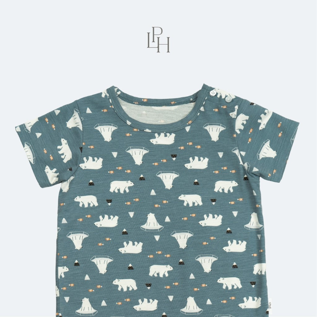 Little Palmerhaus - Little Wear Shoulder Button Short Set (Setelan Anak Lengan Pendek) 34.0