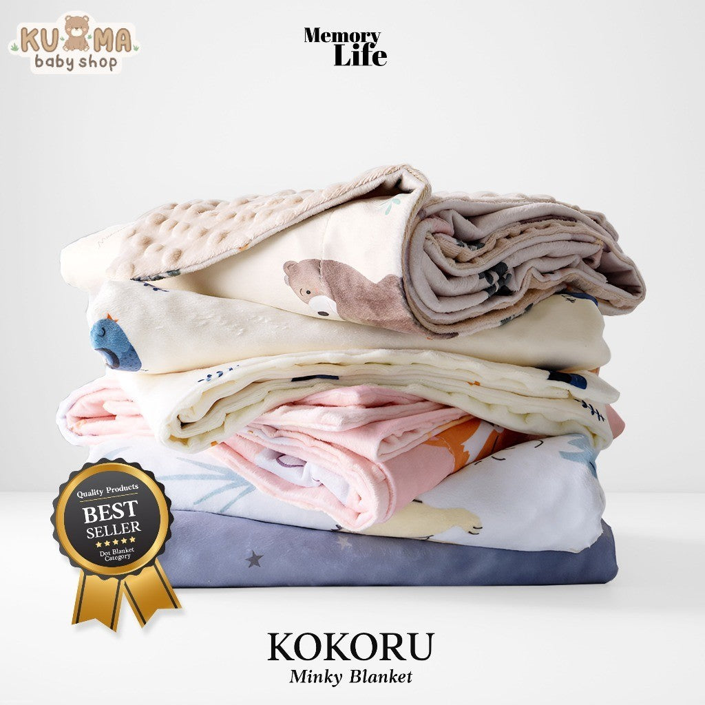 Memorylife Essentials - Kokoru Minky Blanket | Selimut Bayi Premium Minky Dotted Blanket