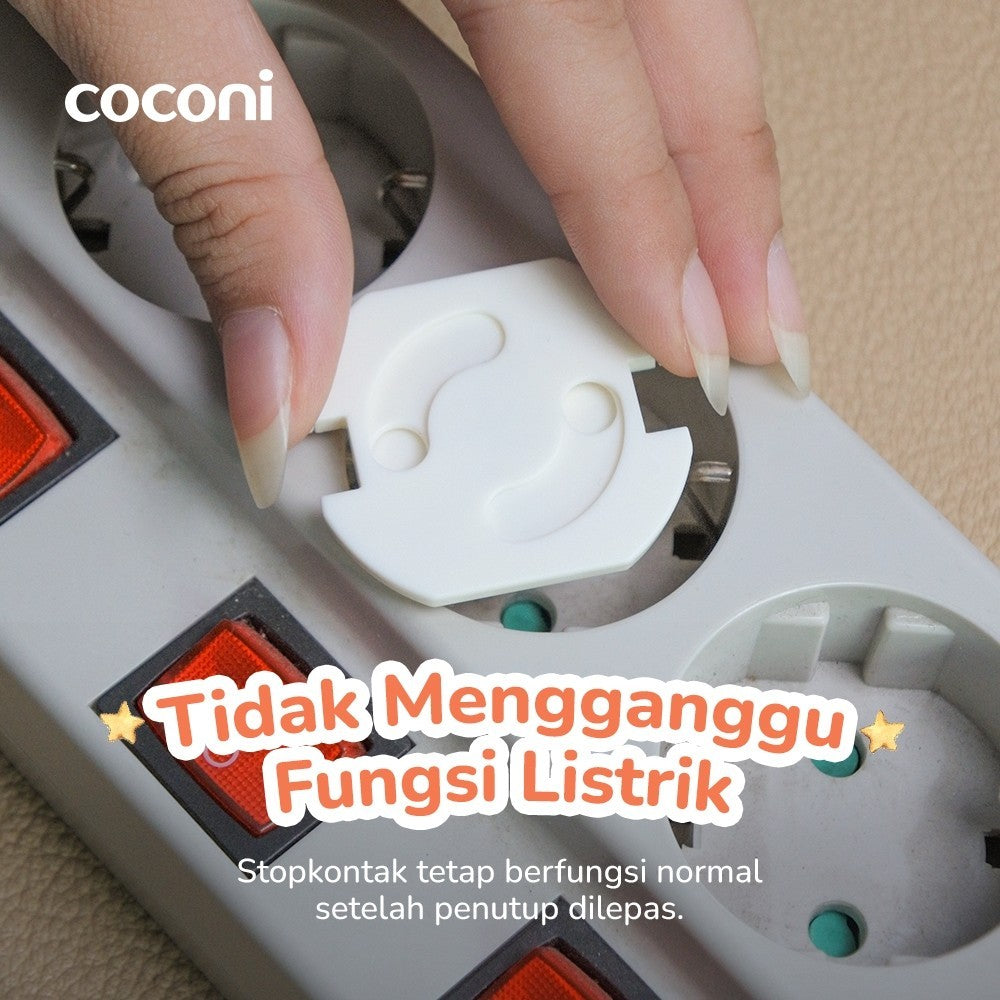 Coconi Baby Socket Covers 10 Pcs – Pelindung Stop kontak Bayi dengan Perekat isi 10 Pcs
