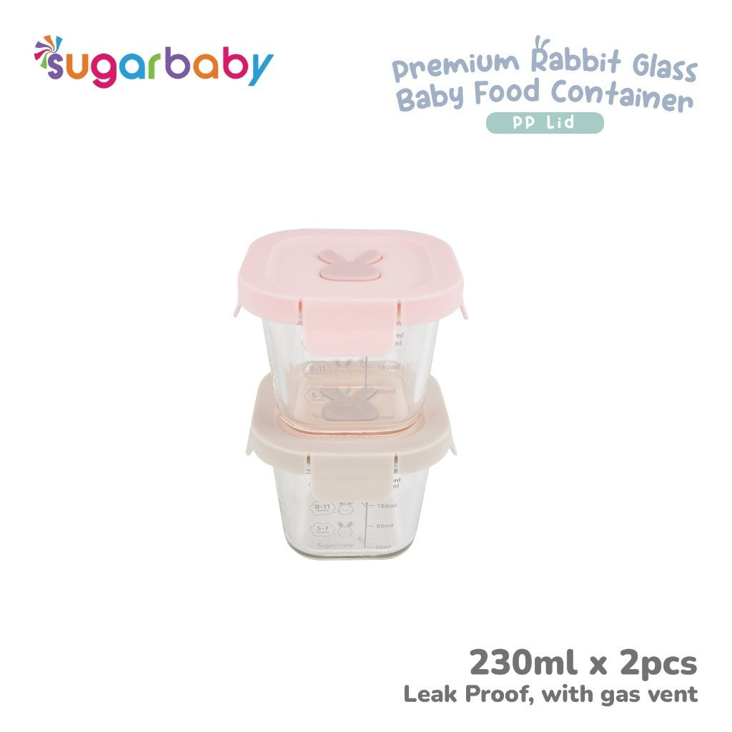 SugarBaby Premium Glass Jar Baby Food Container 3 pcs BPA FREE / Peralatan Makan Bayi MPASI / Wadah Mangkok Bayi Silicone Lid & Plastic Lid