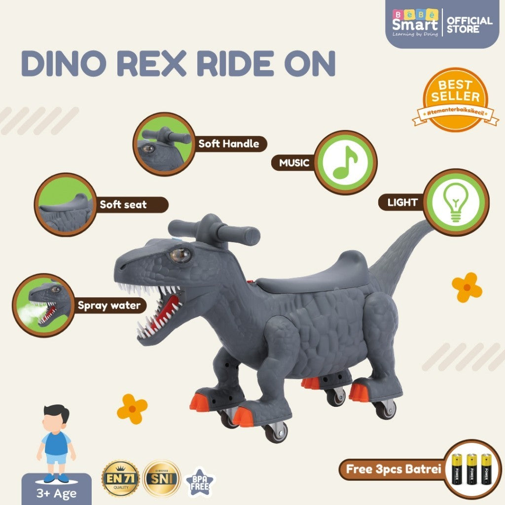 Mobil Dino Bisa Dinaiki | BEBE SMART Dino Rex Ride On | Mainan Anak Bisa Dinaki | Mainan Dino Ride