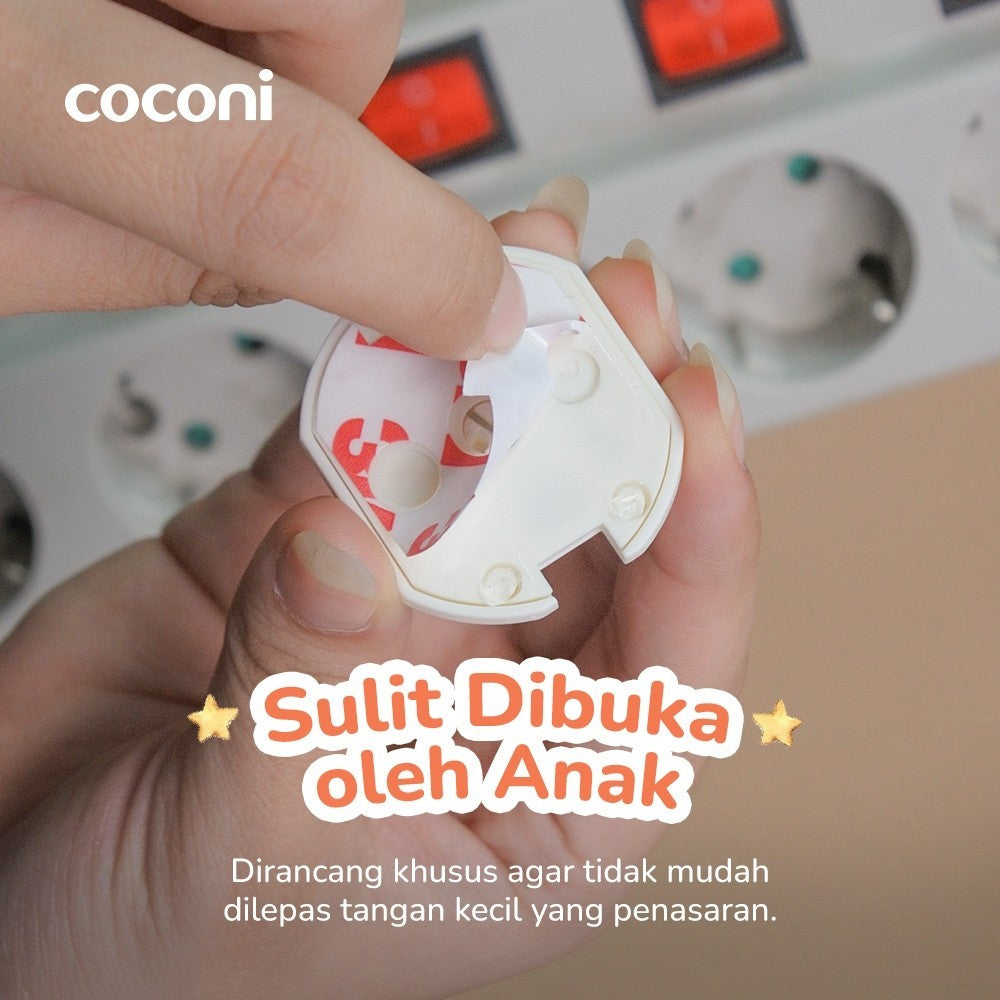 Coconi Baby Socket Covers 10 Pcs – Pelindung Stop kontak Bayi dengan Perekat isi 10 Pcs