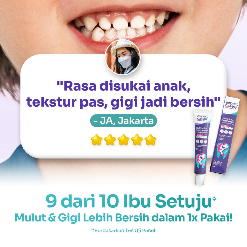 Pasta Gigi Bayi dan Anak - Expert Care Nutrishine Toothpaste 36gr dengan Fluoride 1.000ppm dan Kalsium Fosfat - Efektif Cegah Gigi Berlubang
