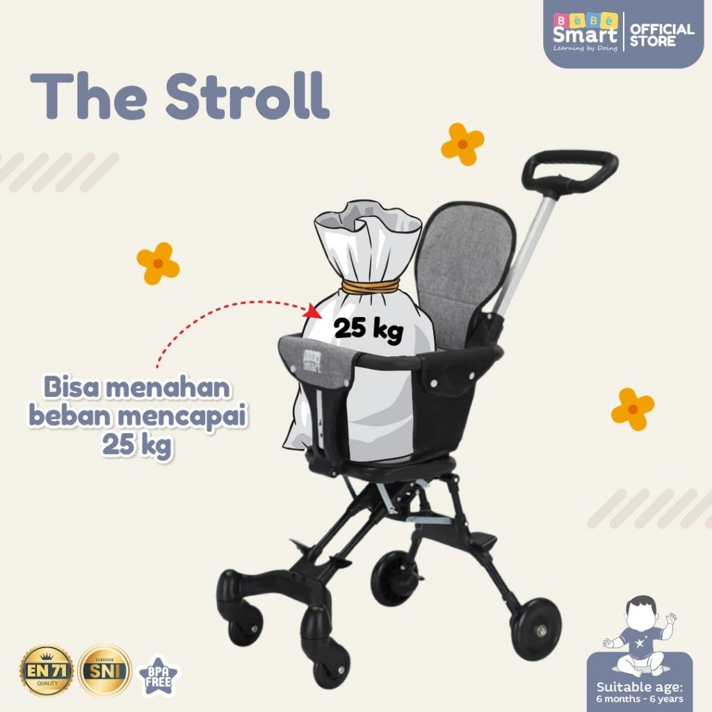 Stroller Dorongan Bayi Lipat | BEBE SMART The Stroll Travelling |  Stroller Baby 2 Way Foldable