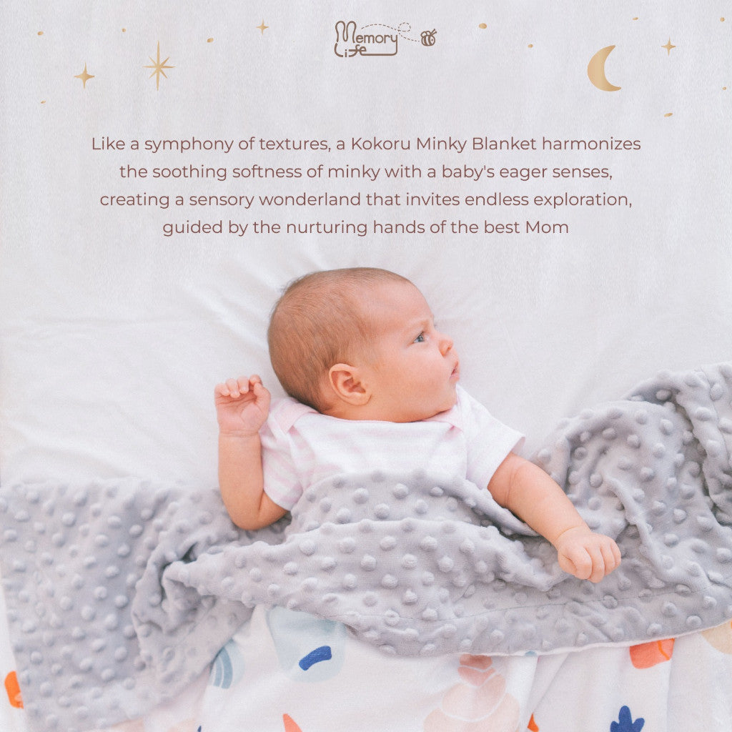 Memorylife Essentials - Kokoru Minky Blanket | Selimut Bayi Premium Minky Dotted Blanket