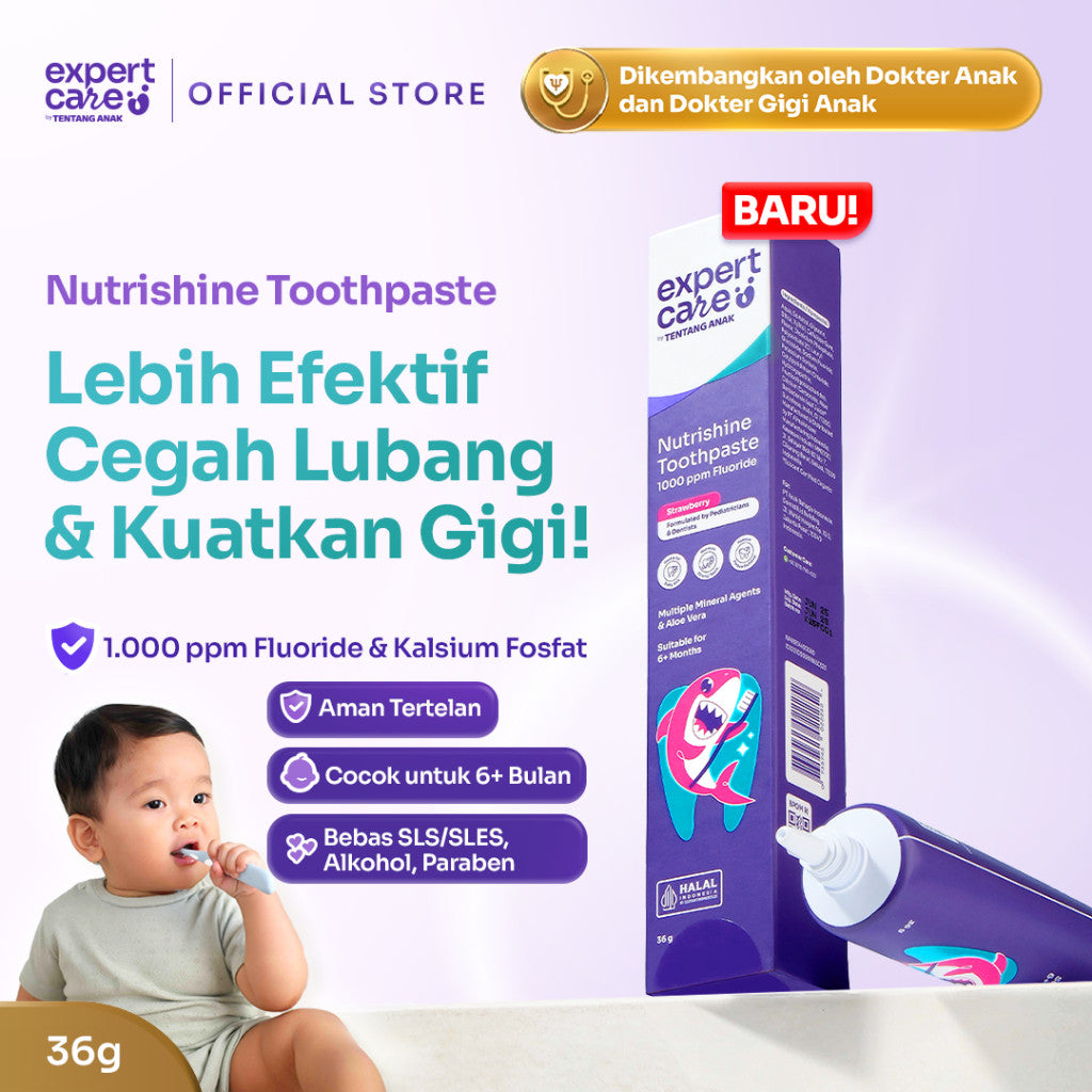 Pasta Gigi Bayi dan Anak - Expert Care Nutrishine Toothpaste 36gr dengan Fluoride 1.000ppm dan Kalsium Fosfat - Efektif Cegah Gigi Berlubang