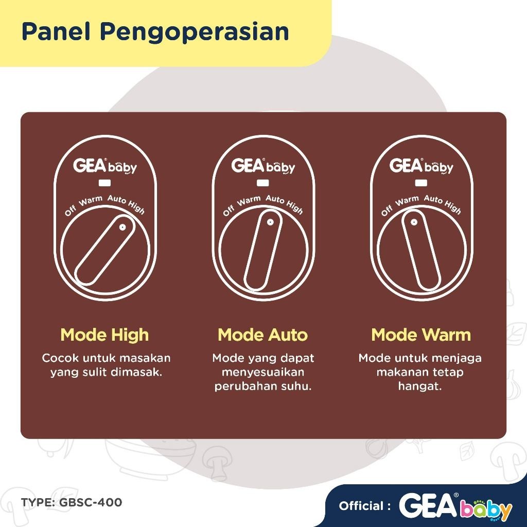 GEA Baby Smart Auto Slow Cooker GBSC-400 1 Liter Cooker Panci Alat Masak Makanan Bayi