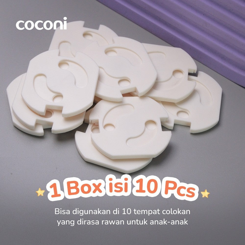 Coconi Baby Socket Covers 10 Pcs – Pelindung Stop kontak Bayi dengan Perekat isi 10 Pcs